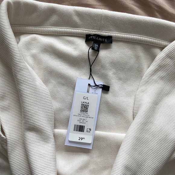 DYNAMITE Layla Off Shoulder Ribbed Top - Picture 6 of 6